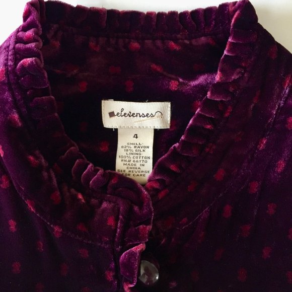 Anthropologie - Elevenses - Velvet Peplum Jacket - Swiss Dot Print - Wine - 4 - Picture 9 of 12